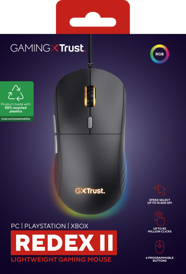 Trust GXT 925 REDEX II muis Gamen Rechtshandig USB Type-A Laser 10000 DPI - Afbeelding 8