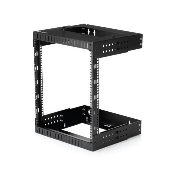 StarTech.com 2 Post 12U Heavy-Duty Wandmonteerbare Server Rack, 19" Open Frame Netwerk Rack met Verstelbare Diepte, Data Rack vo