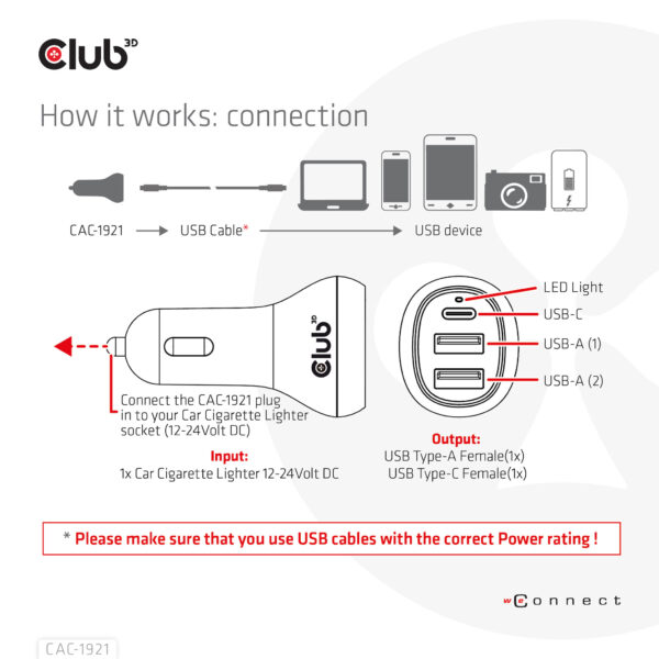 CLUB3D Notebook / Laptop Car Charger 36 Watt - Afbeelding 5