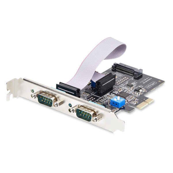 StarTech.com 2-Port PCIe Seriële Adapter Kaart, Quad PCI Express naar RS232/RS422/RS485 (DB9) Serial Kaart, Incl. Low-Profile Be