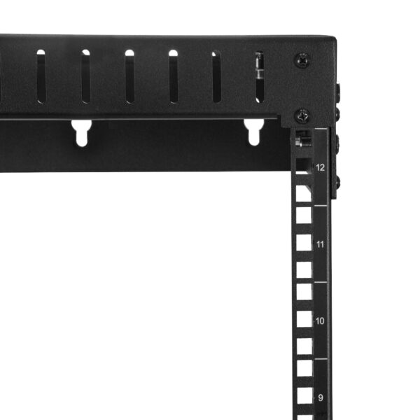 StarTech.com 2 Post 12U Heavy-Duty Wandmonteerbare Server Rack, 19" Open Frame Netwerk Rack met Verstelbare Diepte, Data Rack vo - Afbeelding 4