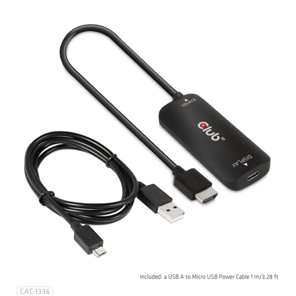 CLUB3D HDMI + Micro USB to USB Type-C 4K120Hz or 8K30Hz M/F Active Adapter - Afbeelding 10