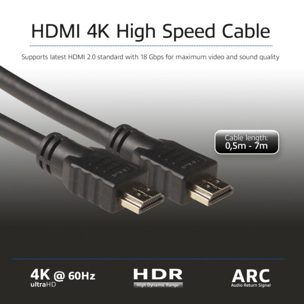 ACT 1 meter High Speed kabel v2.0 HDMI-A male - HDMI-A male (AWG30) - Afbeelding 2