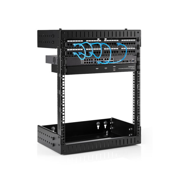 StarTech.com 2 Post 12U Heavy-Duty Wandmonteerbare Server Rack, 19" Open Frame Netwerk Rack met Verstelbare Diepte, Data Rack vo - Afbeelding 3