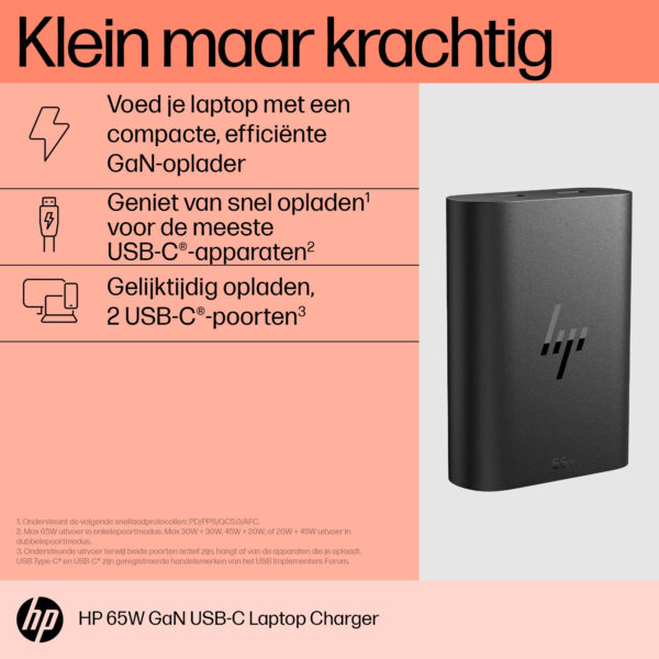 HP 65W GaN USB-C laptoplader - Afbeelding 13