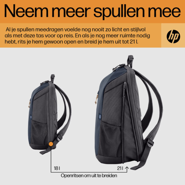 HP Travel 15,6 Blue Night Laptop Backpack, 18 liter - Afbeelding 5