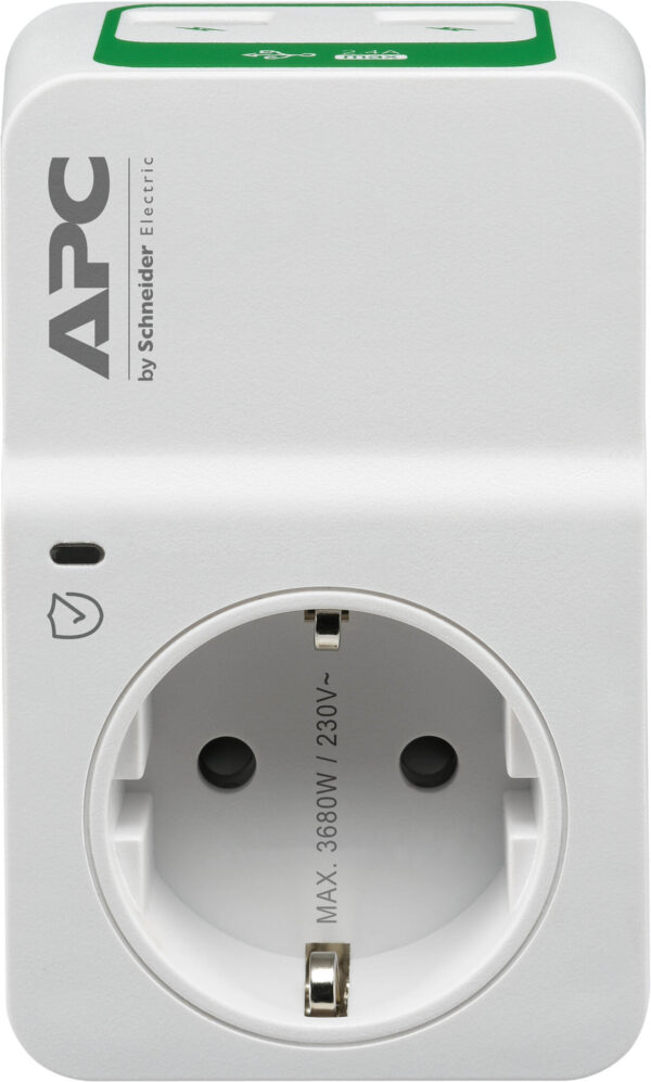 APC PM1WU2-GR Tussenstekker met overspanningsbeveiliging 3680W 1x stopcontact + 2x USB - Afbeelding 3