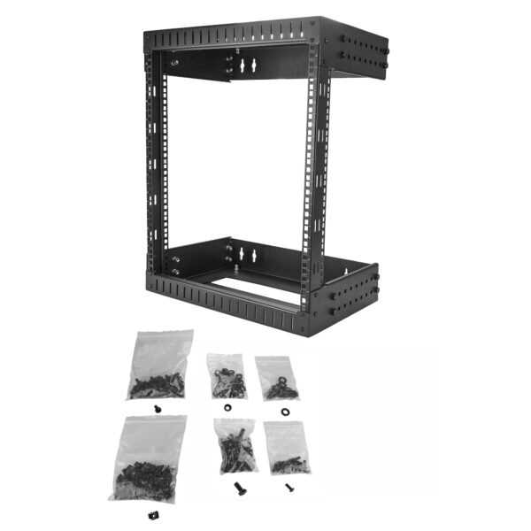 StarTech.com 2 Post 12U Heavy-Duty Wandmonteerbare Server Rack, 19" Open Frame Netwerk Rack met Verstelbare Diepte, Data Rack vo - Afbeelding 2