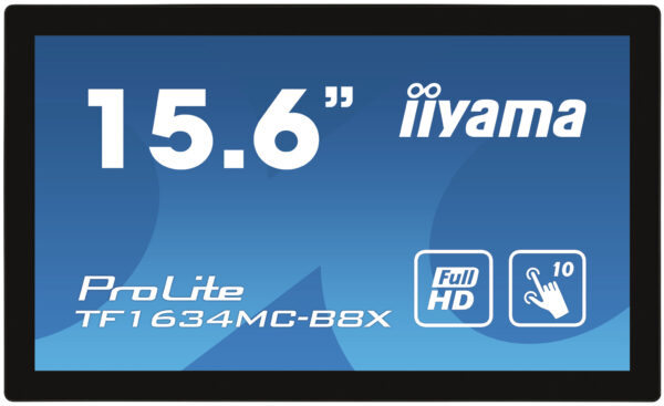 iiyama ProLite TF1634MC-B8X computer monitor 39,6 cm (15.6") 1920 x 1080 Pixels Full HD LED Touchscreen Multi-gebruiker Zwart