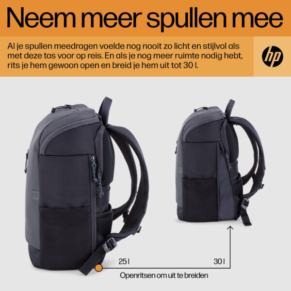 HP Travel 15,6 Iron Grey laptopbackpack, 25 liter - Afbeelding 6