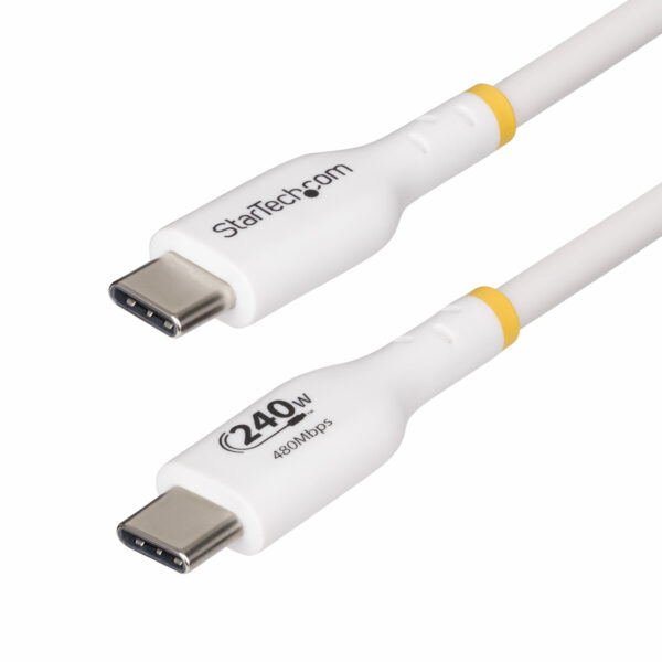 StarTech.com 4m USB-C Laadkabel, Wit, USB-IF Gecertificeerde USB Kabel, 240W PD EPR, USB 2.0 Type-C Laptop Laadkabel, USB-C Data