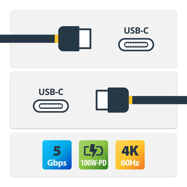 StarTech.com 2m Haakse USB-C Kabel, Rugged, USB 3.2 Gen 1 (5 Gbps), USB C naar C Data transfer Kabel met Rechte Hoek, 4K 60Hz DP - Afbeelding 11