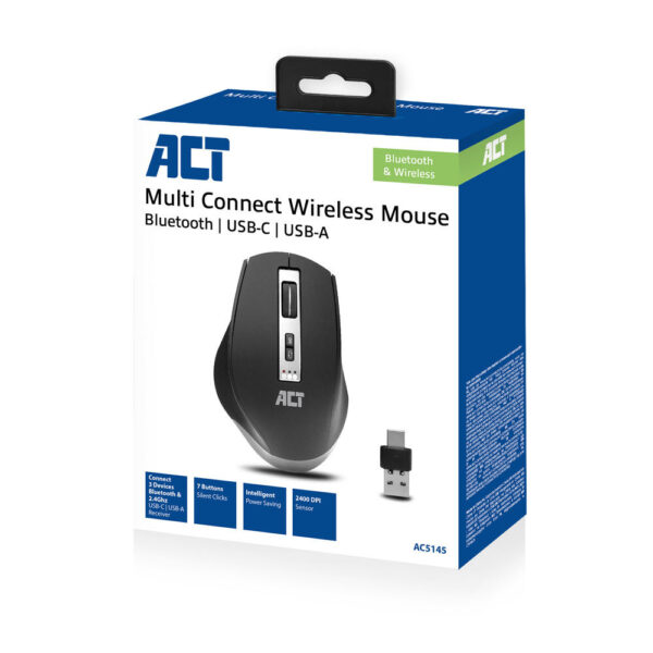 ACT Draadloze Multi-Connect Bluetooth Muis 2400 DPI - Afbeelding 2