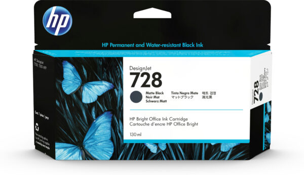 HP 728 DesignJet matzwarte inktcartridge, 130 ml