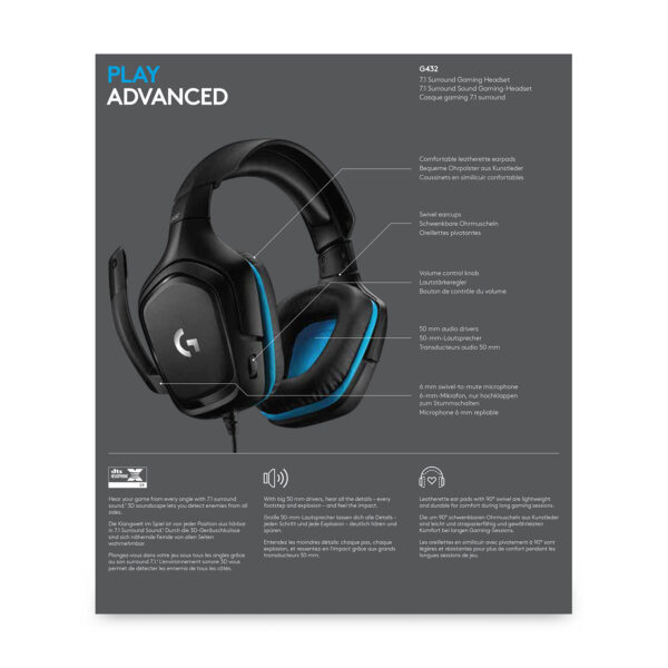 Logitech G G432 7.1 Surround Sound Wired Gaming Headset - Afbeelding 9