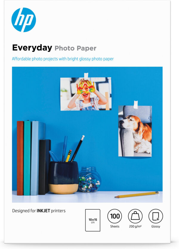 HP Everyday fotopapier, glanzend, 200 g/m2, 10 x 15 cm (101 x 152 mm), 100 vellen