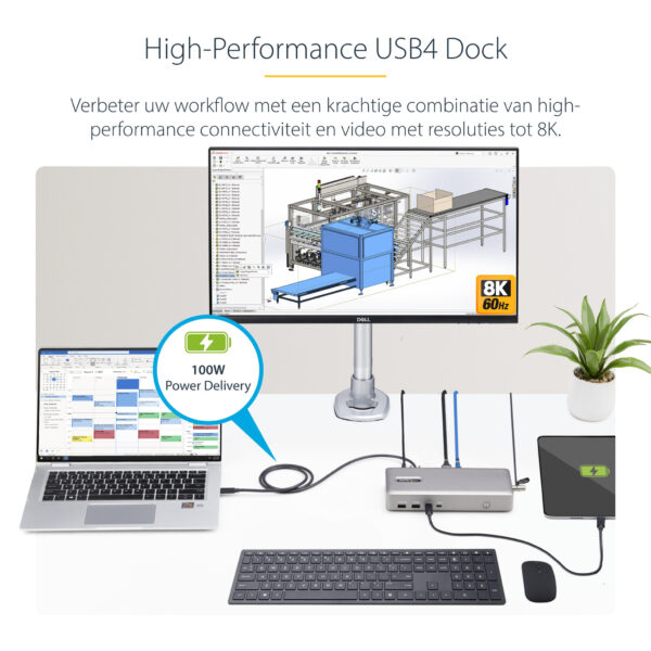 StarTech.com USB4 Docking Station, USB-C 40Gbps, Dual HDMI Video, Tot 2x 4K 60Hz 4:4:4 (RGB) of 2x 4K 120Hz 4:2:2, Multi-Monitor - Afbeelding 10