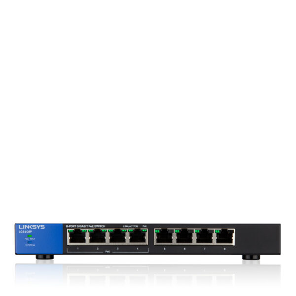 Linksys 8-poorts Gigabit PoE-desktopswitch (LGS108P) - Afbeelding 2