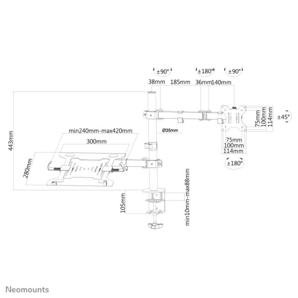 Neomounts monitor/laptop bureausteun - Afbeelding 13