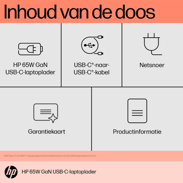 HP 65W GaN USB-C laptoplader - Afbeelding 2