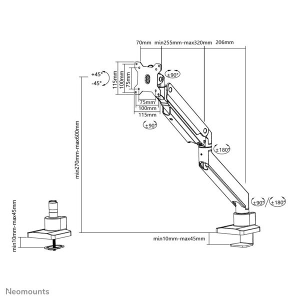 Neomounts monitorarm voor curved schermen - Afbeelding 8