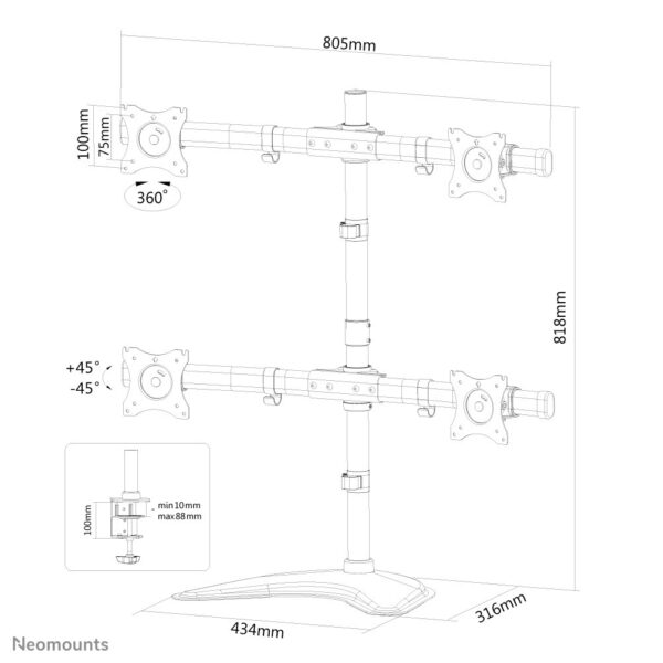 Neomounts monitor stand - Afbeelding 3