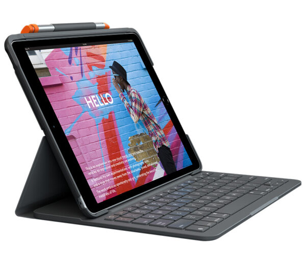 Logitech Slim Folio QWERTY Deens, Fins, Noors, Zweeds Bluetooth Grafiet