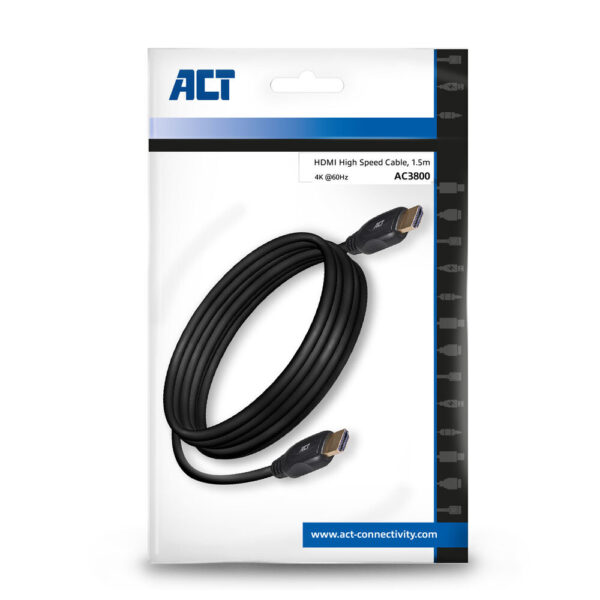 ACT 1,5 meter HDMI High Speed video kabel v2.0 HDMI-A male - HDMI-A male - Afbeelding 3