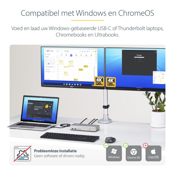 StarTech.com USB4 Docking Station, USB-C 40Gbps, Dual HDMI Video, Tot 2x 4K 60Hz 4:4:4 (RGB) of 2x 4K 120Hz 4:2:2, Multi-Monitor - Afbeelding 12