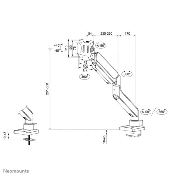 Neomounts monitorarm voor curved ultra-wide schermen - Afbeelding 18