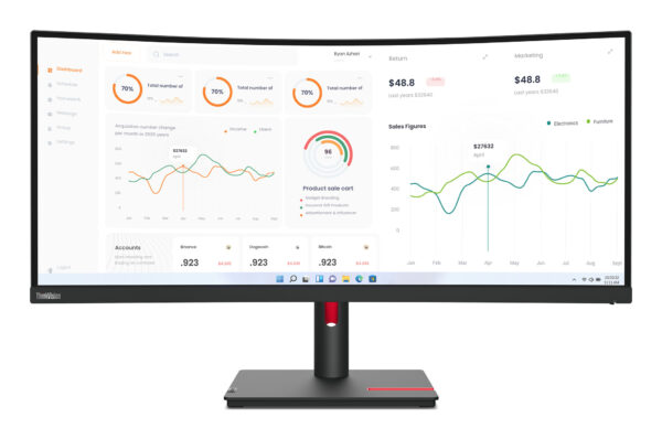 Lenovo ThinkVision T34w-30 LED display 86,4 cm (34") 3440 x 1440 Pixels Wide Quad HD Zwart - Afbeelding 2