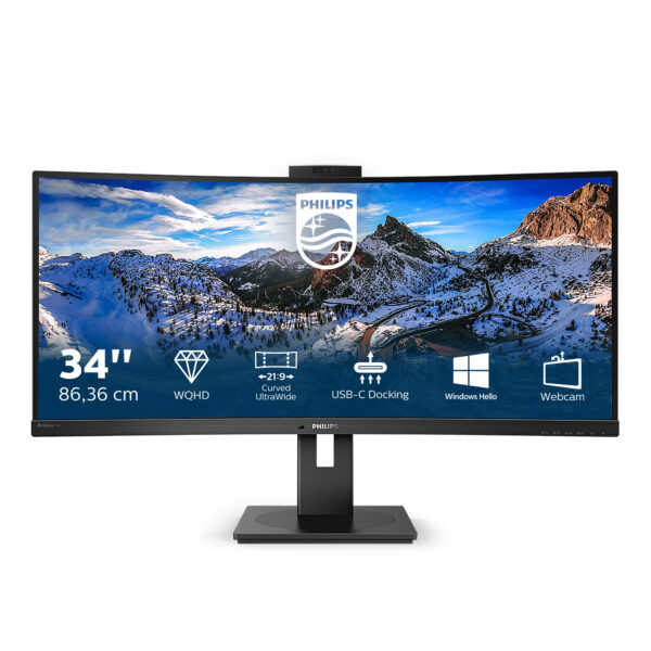 Philips P Line 346P1CRH/00 LED display 86,4 cm (34") 3440 x 1440 Pixels UltraWide Quad HD Zwart - Afbeelding 2