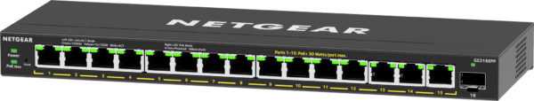 NETGEAR 16-Port High-Power PoE+ Gigabit Ethernet Plus Switch (231W) with 1 SFP port (GS316EPP) - Afbeelding 2