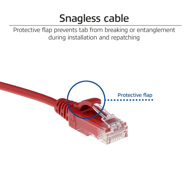 ACT Rode 0.25 meter LSZH U/UTP CAT6 datacenter slimline patchkabel snagless met RJ45 connectoren - Afbeelding 4