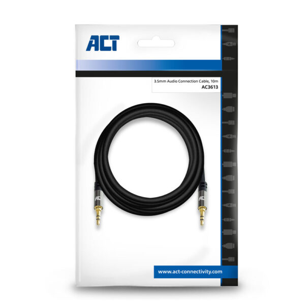 ACT 10 meter High Quality audio aansluitkabel 3,5 mm stereo jack male - male - Afbeelding 2