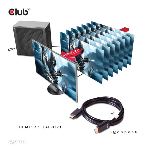 CLUB3D Ultra High Speed ​​HDMI™2.1 gecertificeerde kabel 4K120Hz, 8K60Hz 48Gbps M/V 3 meter - Afbeelding 5