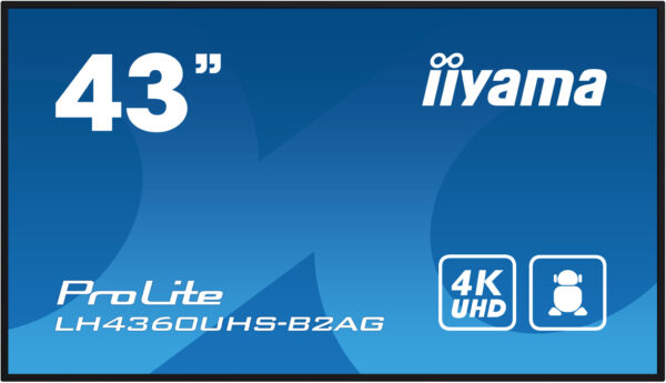 iiyama LH4360UHS-B2AG beeldkrant Digitaal A-kaart 108 cm (42.5") LED Wifi 500 cd/m² 4K Ultra HD Zwart Type processor Android 11