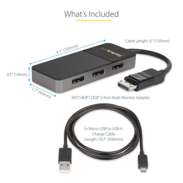 StarTech.com 3-Port DisplayPort 1.4 Splitter, DisplayPort naar 3x DP Multi-Monitor Adapter, Triple 4K Computer MST Hub, USB Bus- - Afbeelding 11