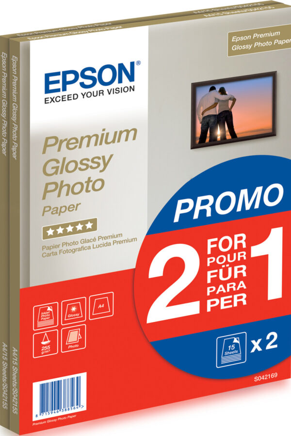 Epson Premium Glossy Photo Paper - A4 - 2x 15 Vellen