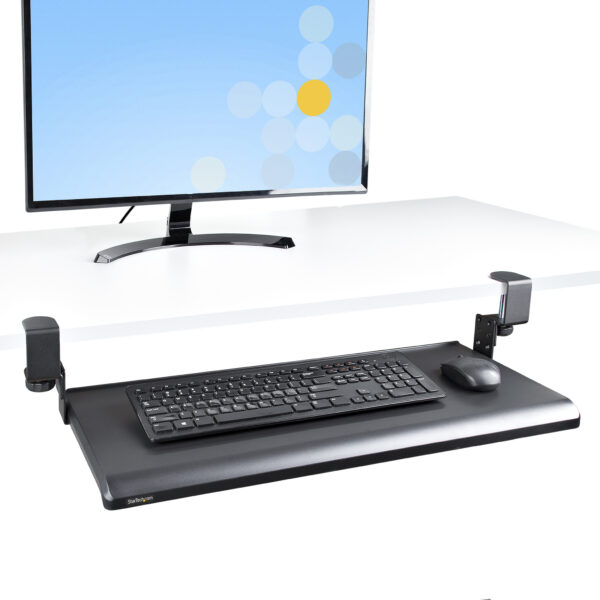 StarTech.com Uitschuifbare Toetsenbordlade voor onder Bureaublad, Ergonomische Keyboard Tray met Bureauklem, Tot 12kg, Uittrekba - Afbeelding 11