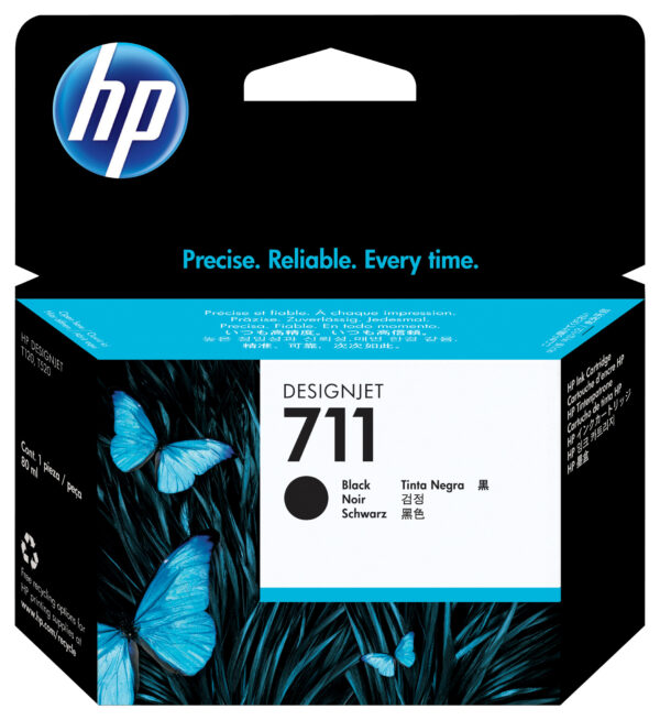 HP 711 zwarte DesignJet inktcartridge, 80 ml