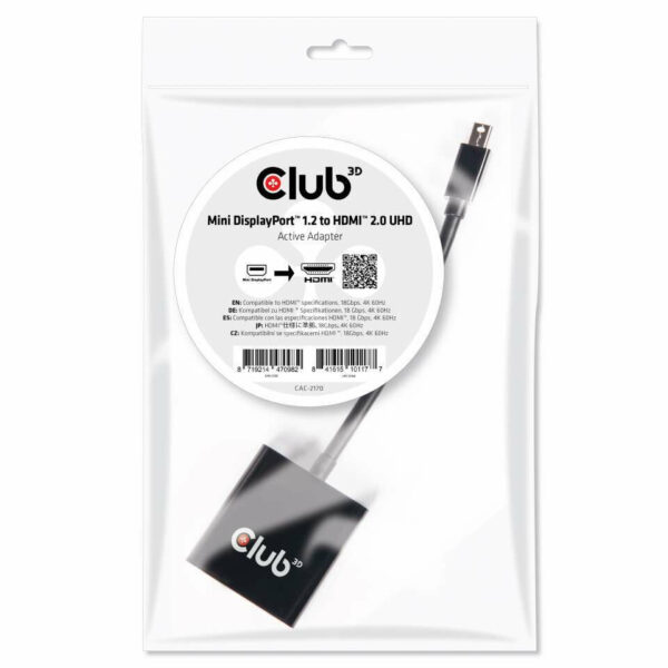 CLUB3D Mini DisplayPort 1.2 to HDMI 2.0 UHD Active Adapter - Afbeelding 2