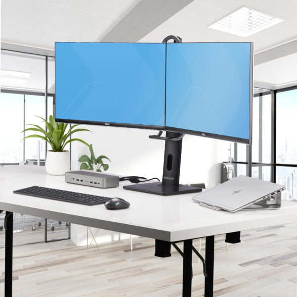 StarTech.com Crossbar Dual Monitor Standaard voor Bureau, Voor Twee 27-inch Schermen, VESA Montageplaat 75x75/100x100, Hoogteins - Afbeelding 14