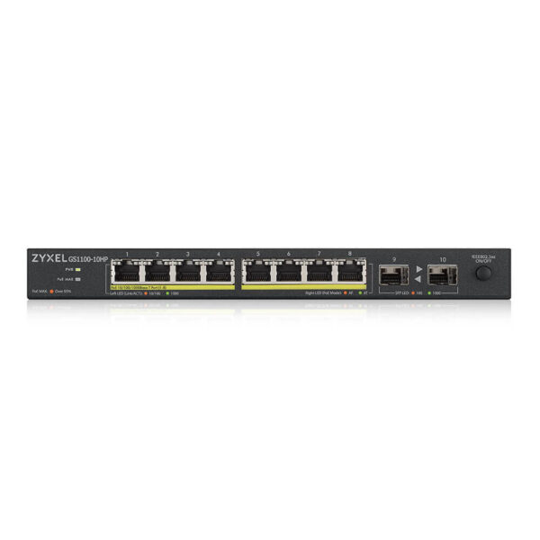 Zyxel GS1100-10HP v2 Unmanaged Gigabit Ethernet (10/100/1000) Power over Ethernet (PoE) Zwart - Afbeelding 3