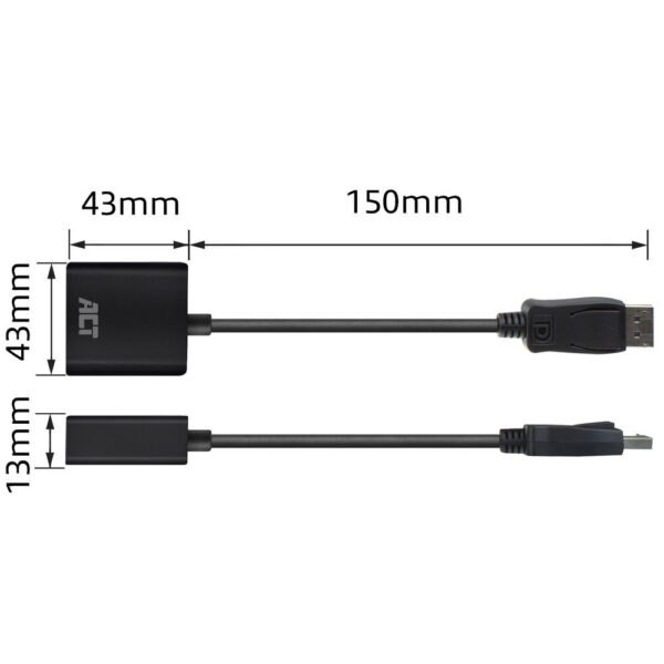 ACT 0,15 meter DisplayPort male naar DVI female adapter - Afbeelding 2