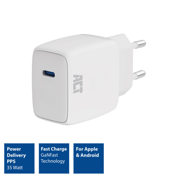 ACT USB-C Lader 35W met Power Delivery PPS en GaNFast - Afbeelding 4