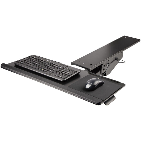 StarTech.com Uitschuifbare Bureau Toetsenbordlade, Full Motion Keyboard en Mouse Tray met Verstelbare Hoogte, 25 x 65cm Plateau, - Afbeelding 3