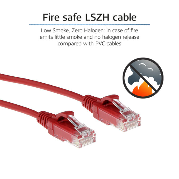 ACT Rode 0.25 meter LSZH U/UTP CAT6 datacenter slimline patchkabel snagless met RJ45 connectoren - Afbeelding 6