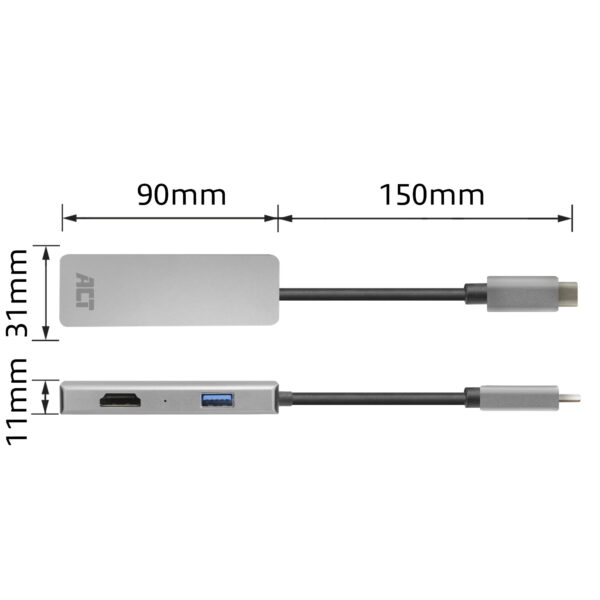 ACT USB-C 4K multiport adapter voor 2 HDMI schermen, USB-A datapoort - Afbeelding 8