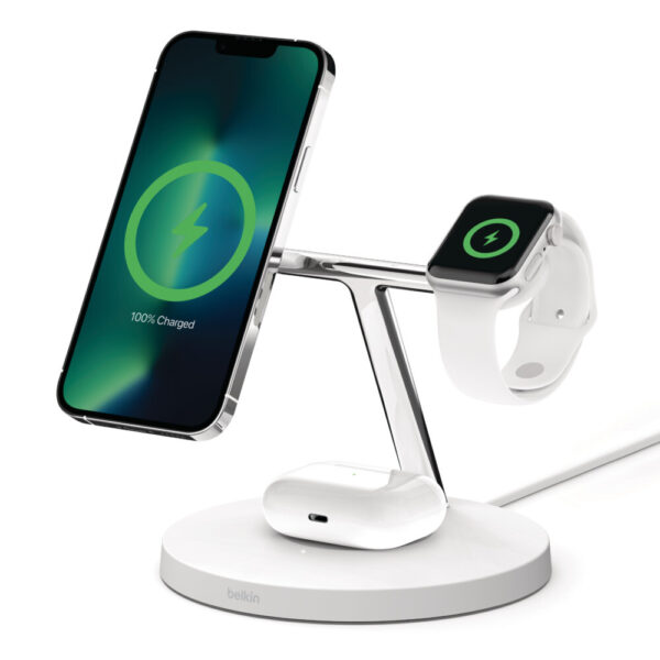 Belkin WIZ017vfWH Hoofdtelefoons, Smartphone, Smartwatch Wit AC Draadloos opladen Snel opladen Binnen